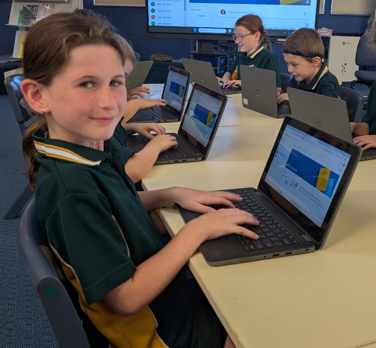 student using laptop