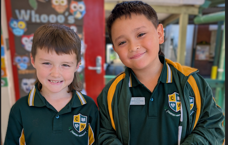 two happy students